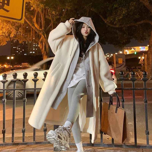 Long Coat Lambswool All-match Loose Fashionable Jacket