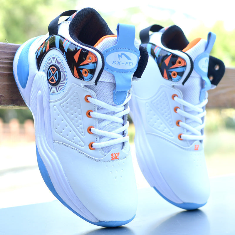 Men's Shoes Autumn And Winter Basketball Shoes Sports Running Shoes Students' Sneakers 2125 White And Blue GlamzKart