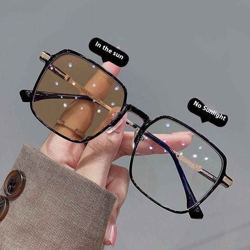 New Fashion Personality Color Changing Glasses Women Black Color Caramel Tea GlamzKart