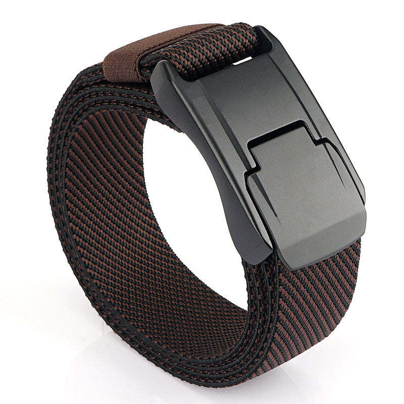 Men's Tactical Belt Casual Weaving Elastic Twill Brown 125cm GlamzKart