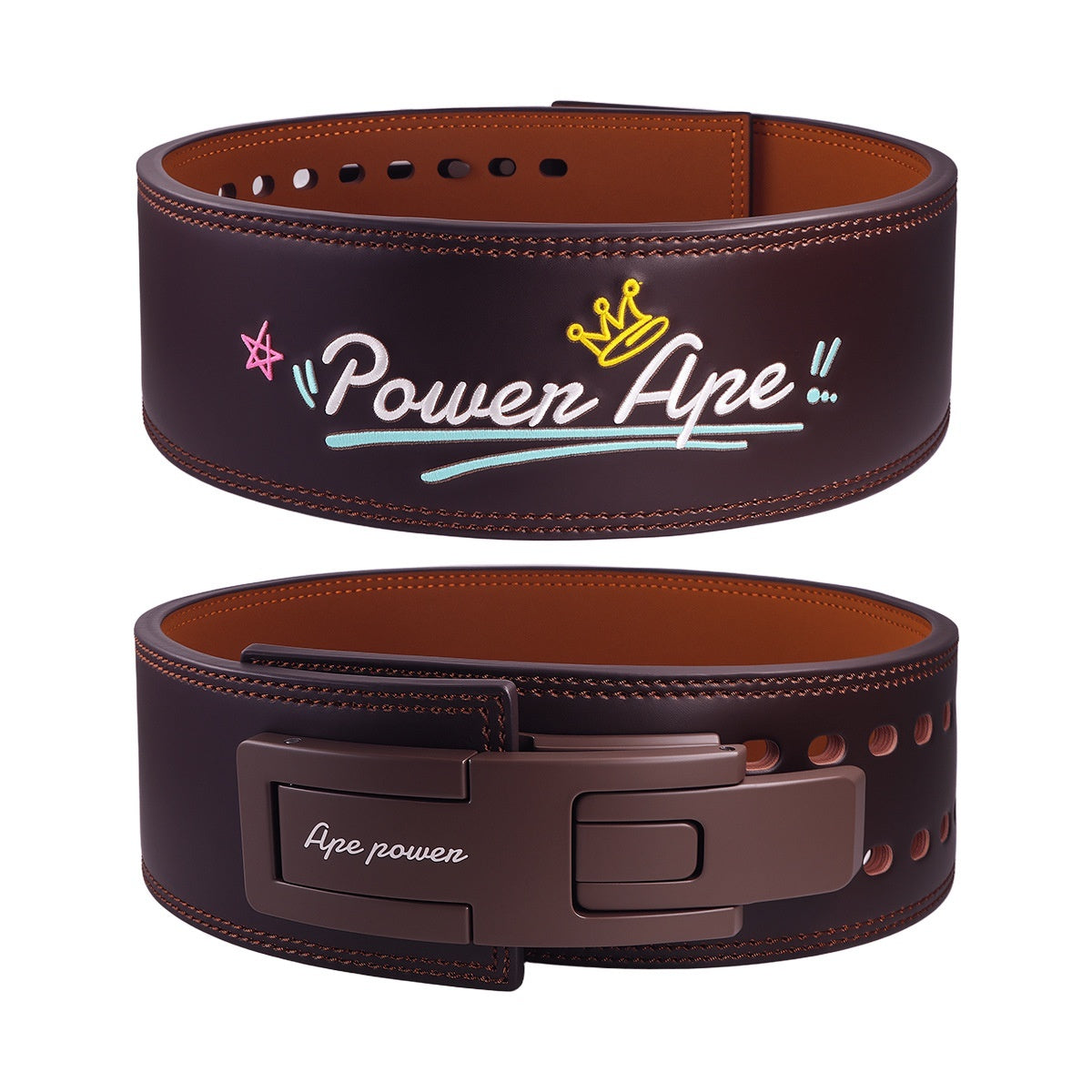 Cartoon Full Leather Fitness Belt 1cm Full Cowhide Brown GlamzKart