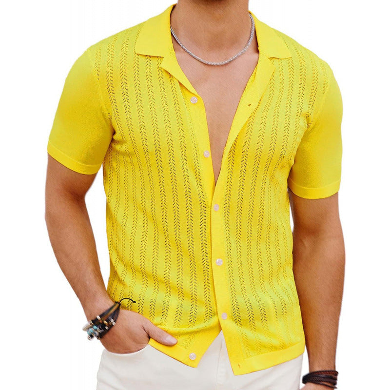Summer Cool Hollow Men's Shirt Yellow GlamzKart