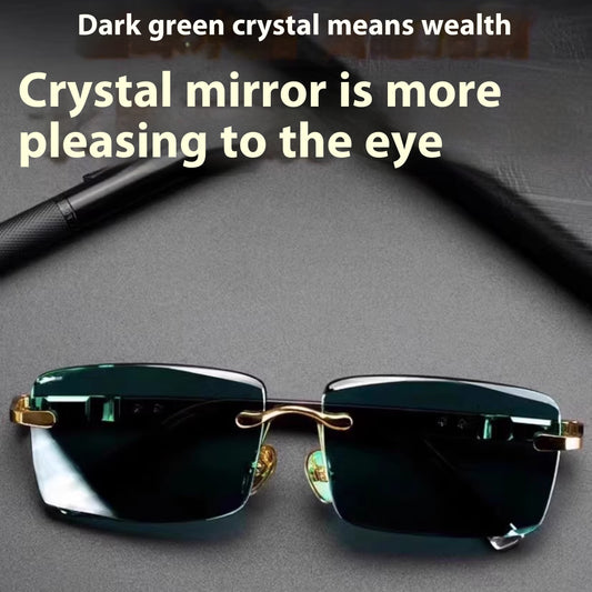 High End Wealth Attracting Dark Green Crystal Glasses GlamzKart