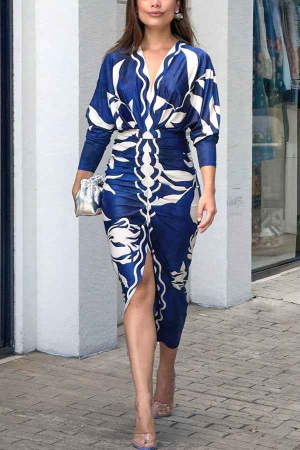 Fashion Personality Printed V-neck Dress Women