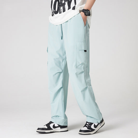 Ice Silk Breathable Loose Slimming And All-matching Sports Trousers FM24333 Light Blue For Men GlamzKart