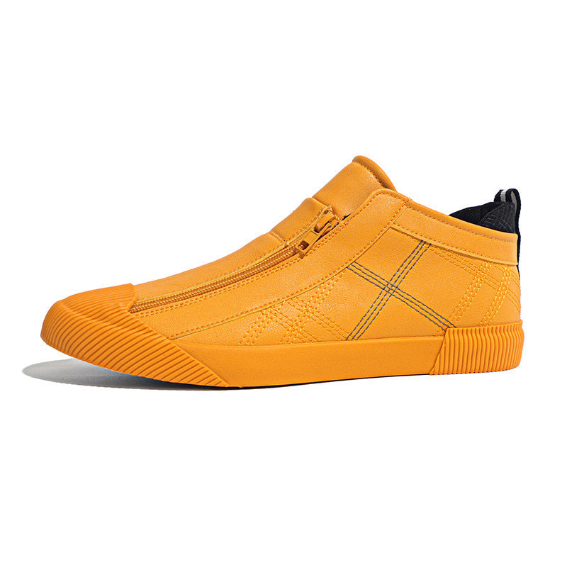 Leather Shoes Breathable Casual Fashion Low-top Sneakers 22393 Yellow GlamzKart