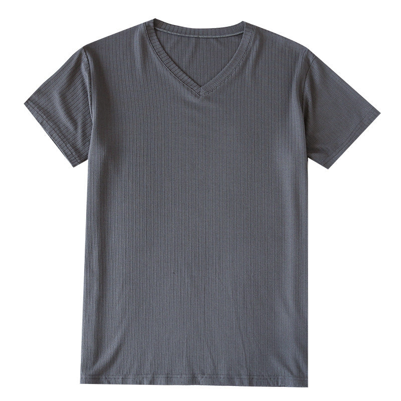 Men's Summer Jacquard Modal Outerwear T-shirt Pajamas Solid Color Sweat-absorbent Cool Breathable Fabric GlamzKart