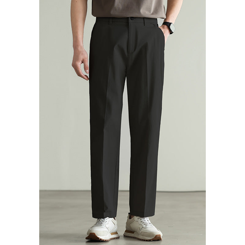 Cotton Blended Elasticated Slacks Men's Straight Black GlamzKart