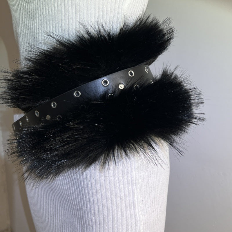 Fur Belt Retro Easy Matching Plush Waist Chain Waist Seal Waist Decorations Style 6 GlamzKart
