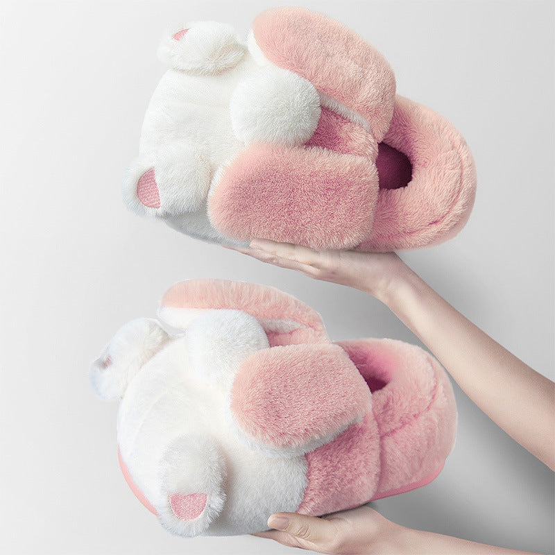 Women In Cotton Slippers With Wrapped Heels Are Cute In Winter Pink Package heel GlamzKart