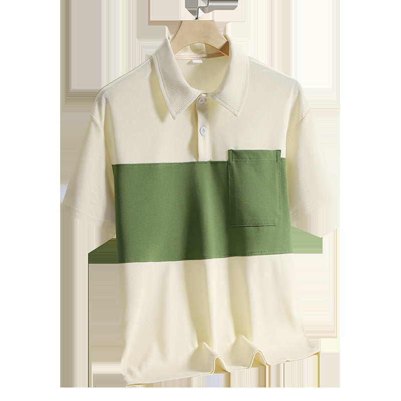 New Ice Silk Quick-drying Polo Shirt Men's Short-sleeved T-shirt Khaki GlamzKart