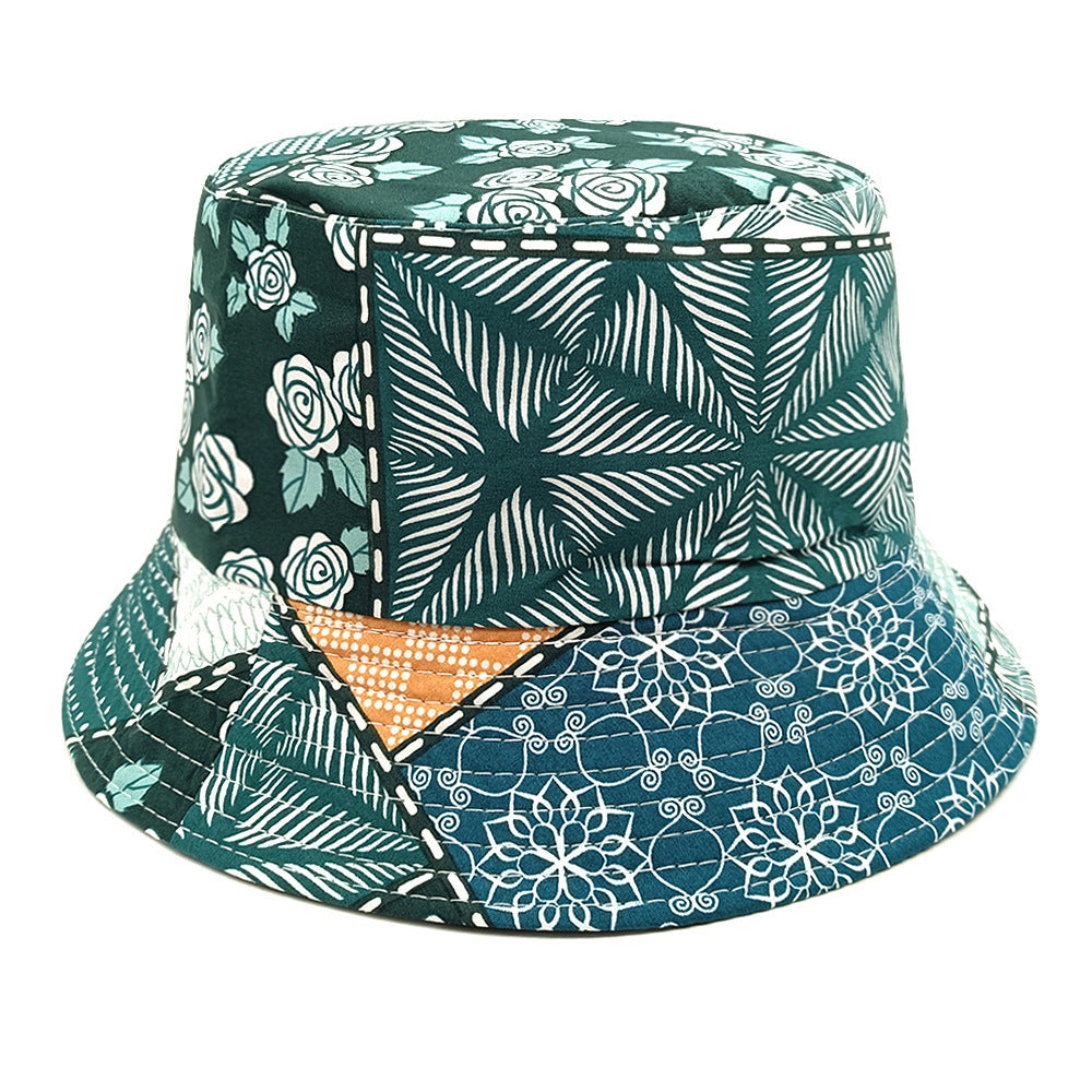 Geometric Bucket Hat Color Matching Printing Double-sided Wear Bucket Hat 2color M GlamzKart