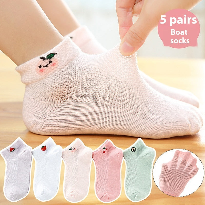 Children's Solid Color Short Socks LR515 Female Fruit GlamzKart
