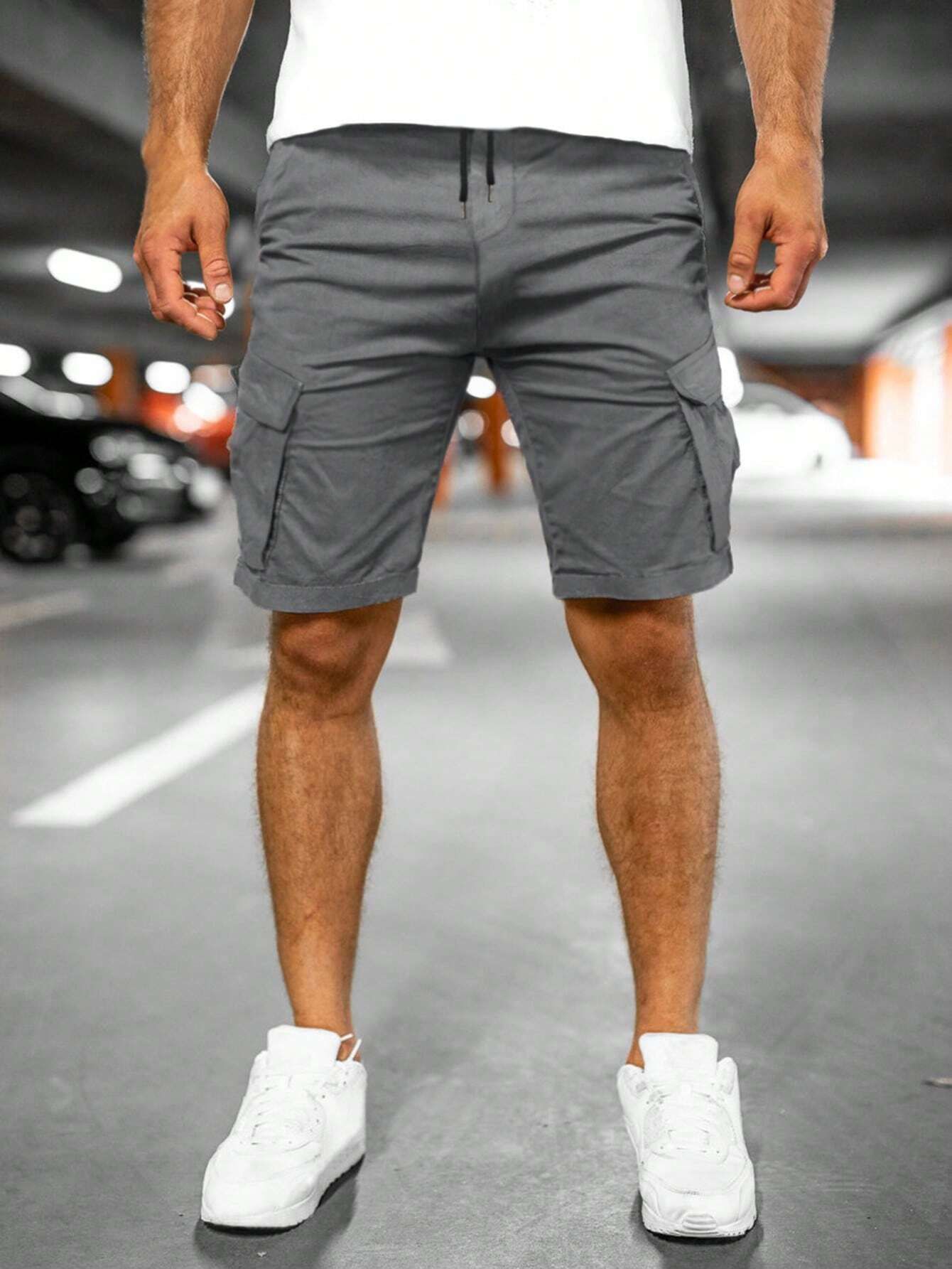 Fashion Personality Men's New Woven Five-point Pants Dark Gray GlamzKart