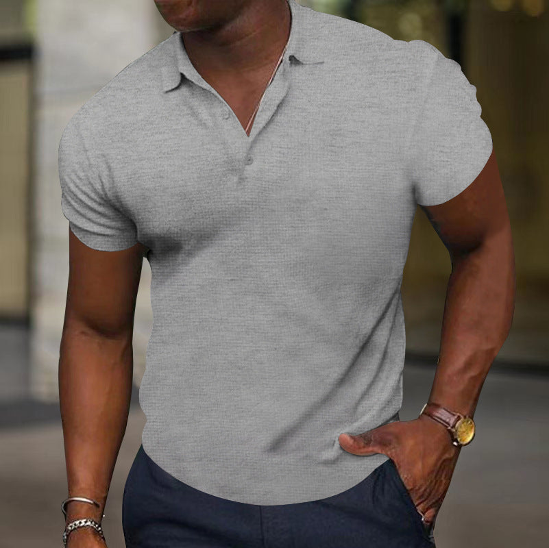 Sports Fitness T-shirt Summer Slim Fit Multi-color Short Sleeve Men's Casual Light Gray GlamzKart