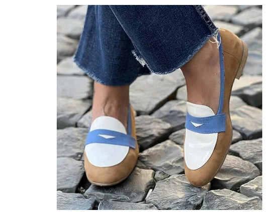 Round Toe Loafers Suede Color Matching GlamzKart