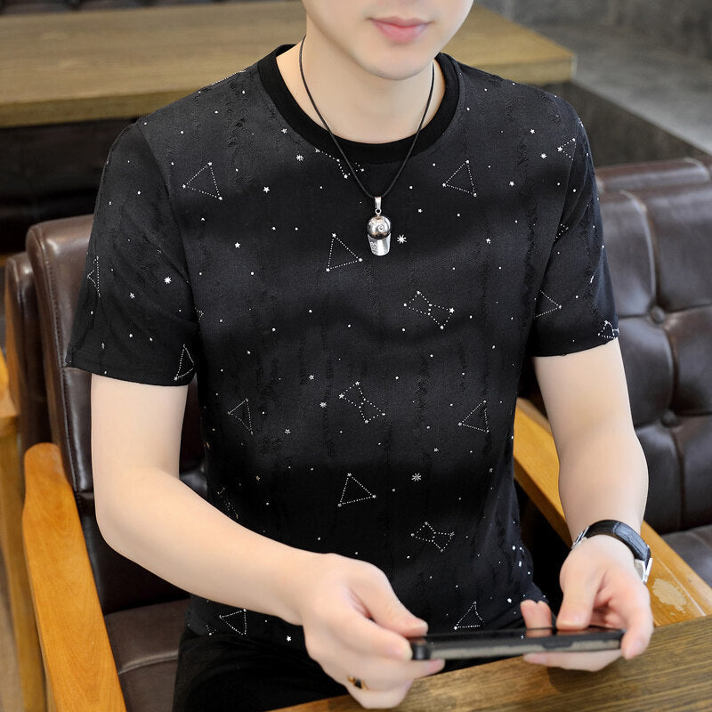 Ice Silk Short Sleeve T-shirt Casual Round Neck Top GlamzKart