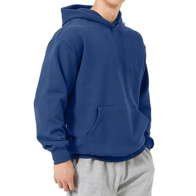 Men's Sweatshirt Loose Sweatshirt Drop-shoulder Sleeve Hoodie Blue GlamzKart