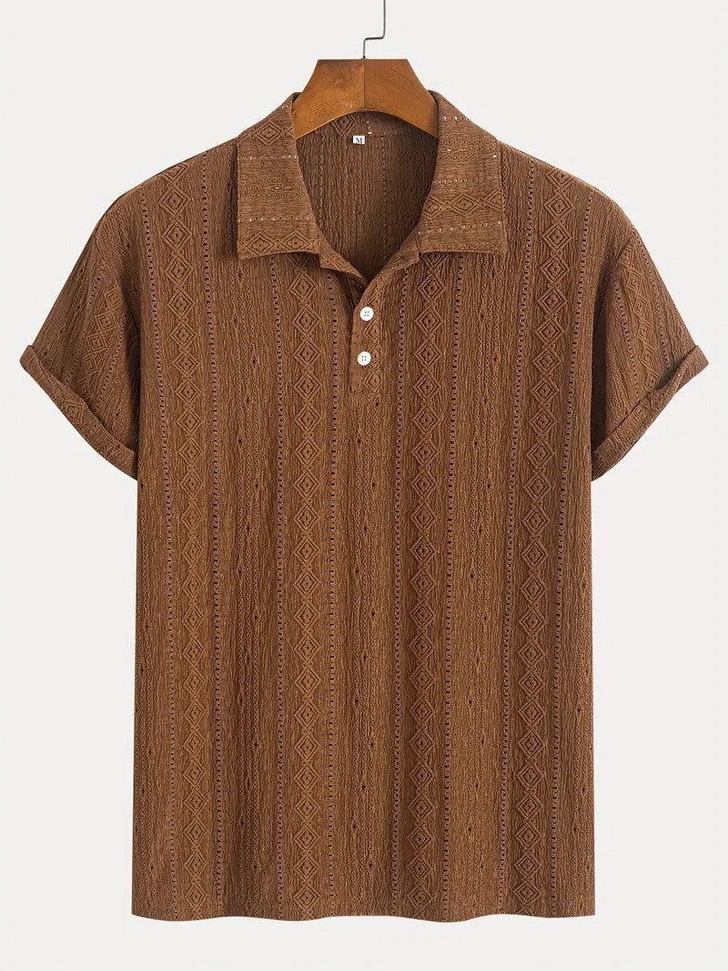 Men's Breathable Hollow-out Lightweight Casual Top Dark Brown GlamzKart