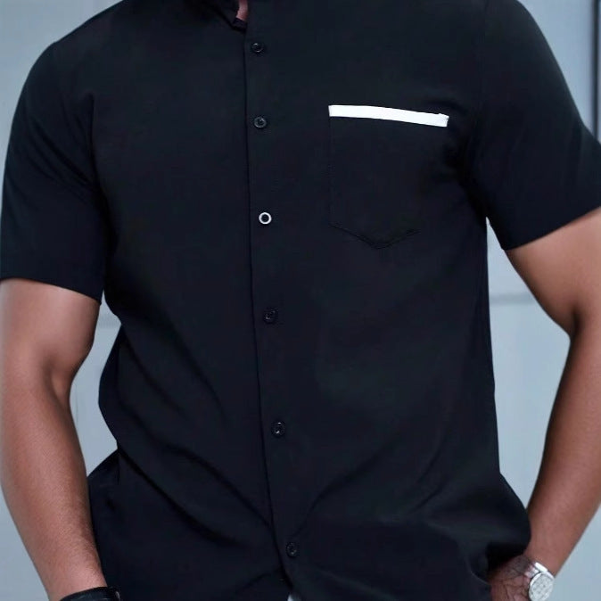 Summer New Men's Color Matching Fashion Short Sleeve Shirt GlamzKart