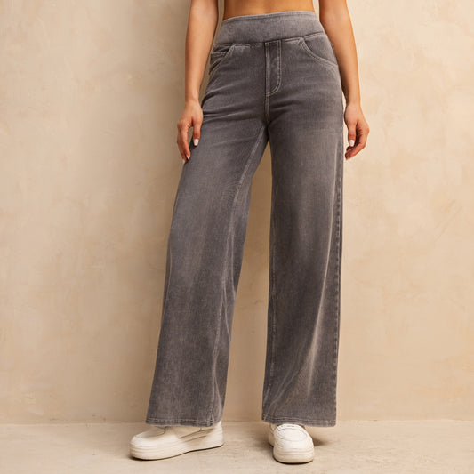 Women's High Waist Mid-light Gray Loose Jeans GlamzKart