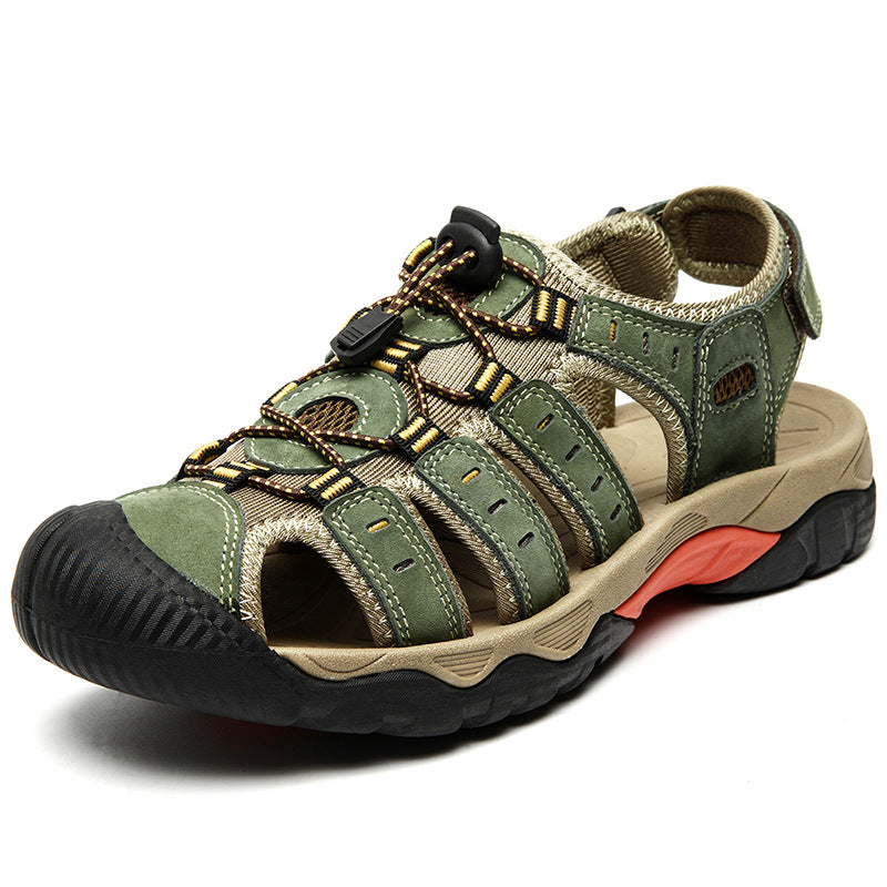 Summer Closed Toe Sandals Men's Leisure Outdoor Green GlamzKart