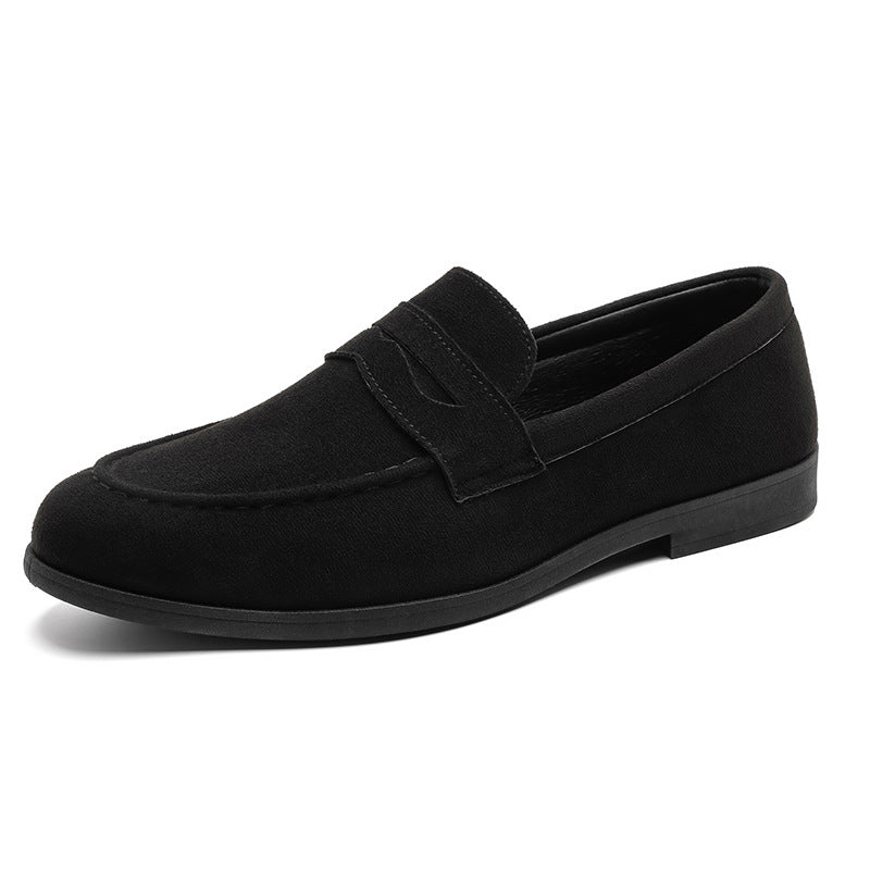Square Toe Height Increasing Slip-on Loafers Men's Casual Shoes Platform Black Velvet GlamzKart