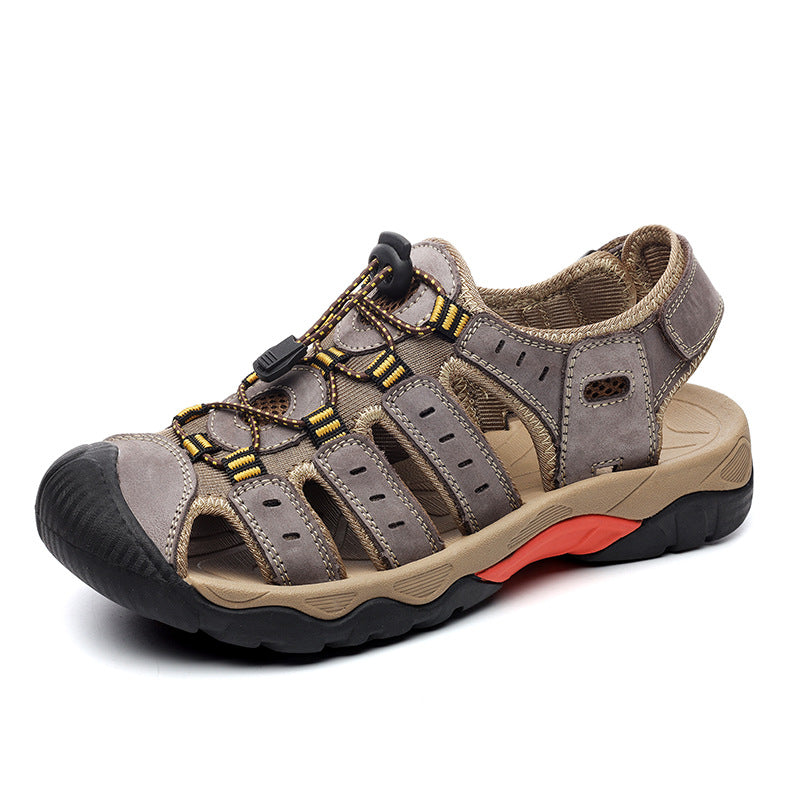 Summer Closed Toe Sandals Men's Leisure Outdoor Coffee GlamzKart