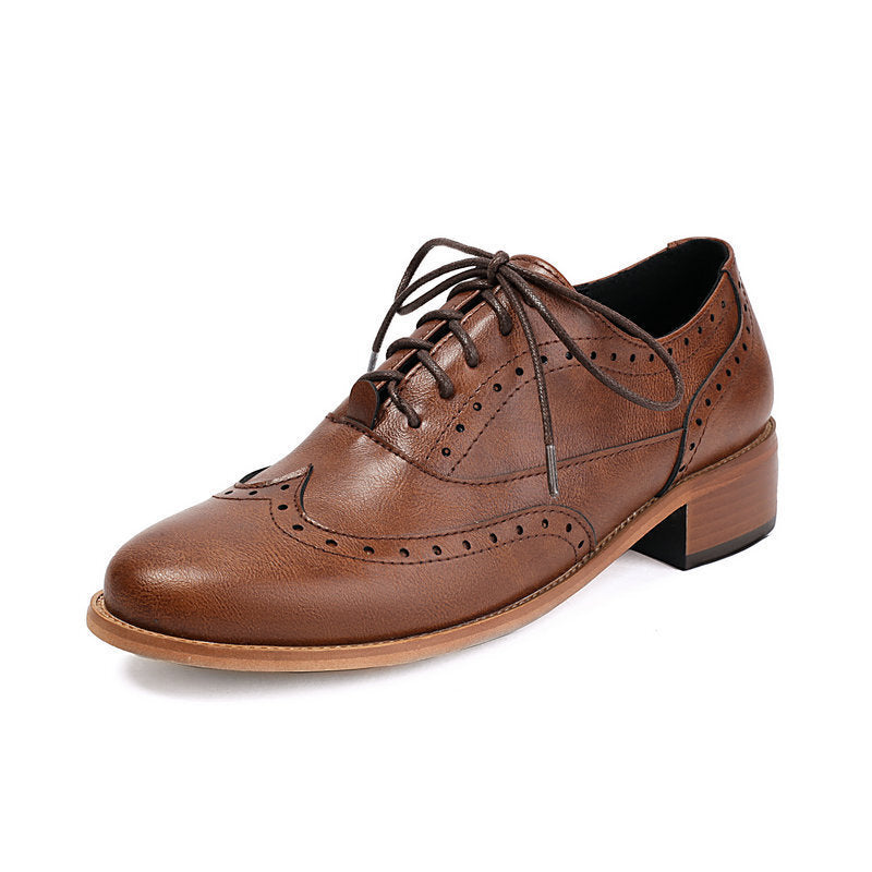British Retro Oxfords Casual Shoes Lace-up Spring And Autumn Low-top Women GlamzKart