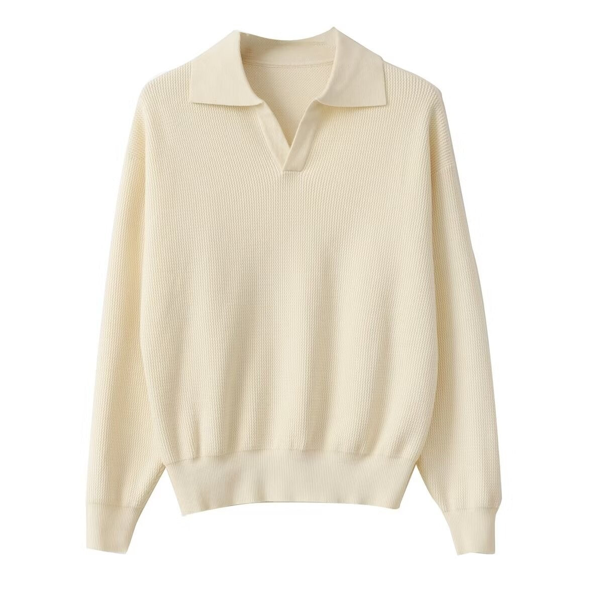 Men's Solid Color Loose Long Sleeves Apricot GlamzKart