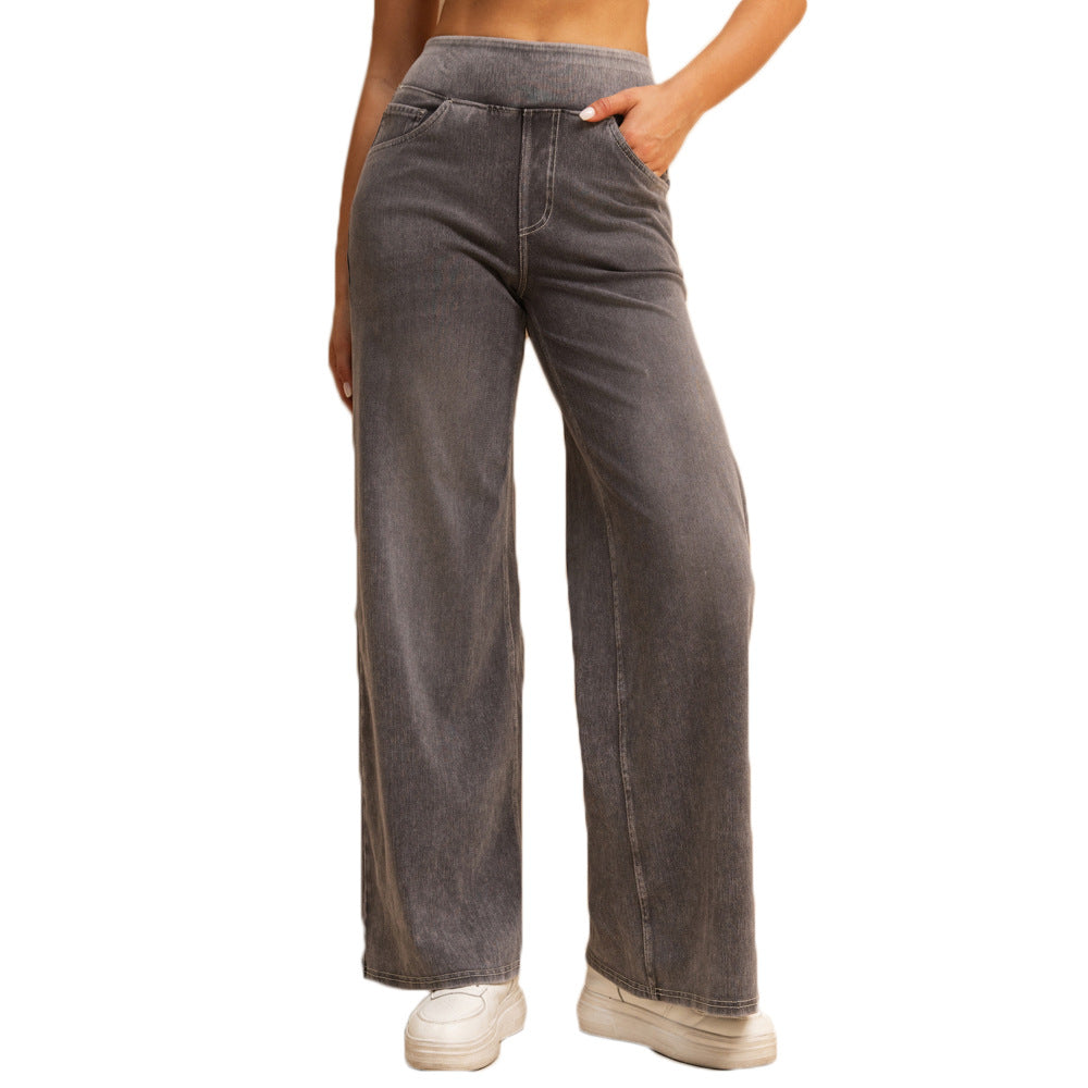 Women's High Waist Mid-light Gray Loose Jeans GlamzKart