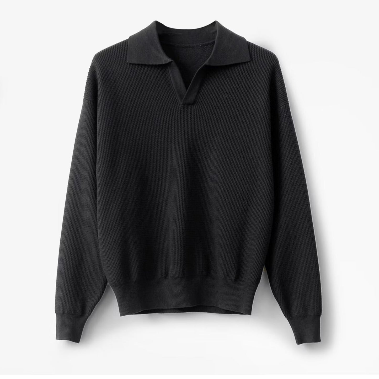 Men's Solid Color Loose Long Sleeves Black GlamzKart