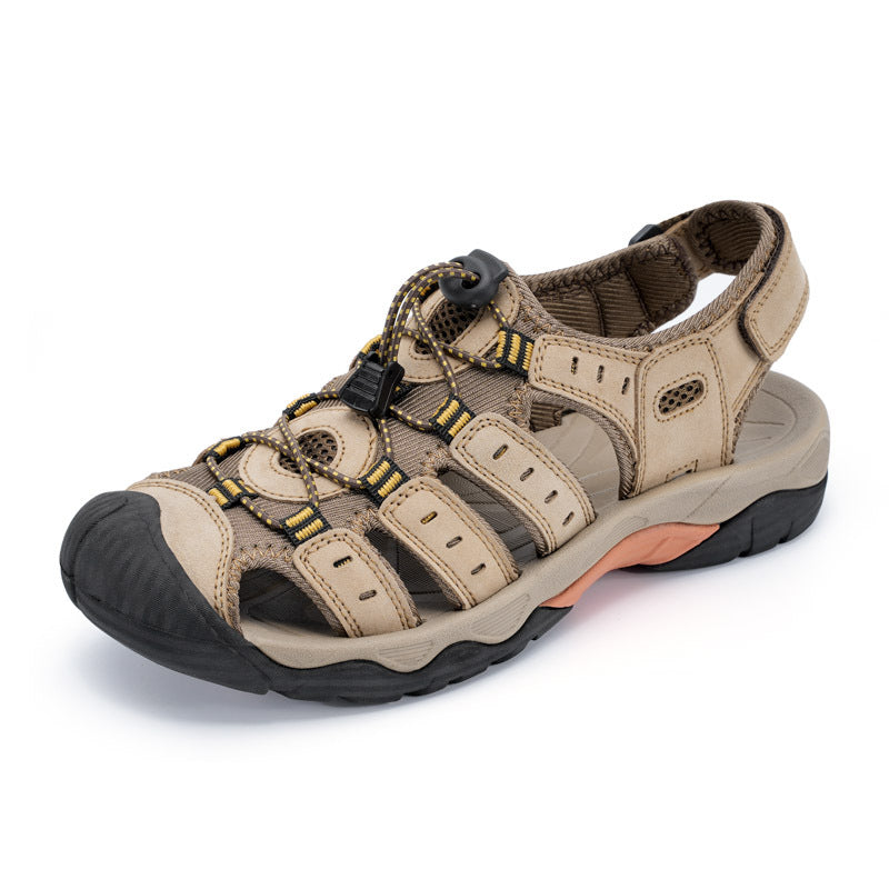 Summer Closed Toe Sandals Men's Leisure Outdoor Khaki GlamzKart