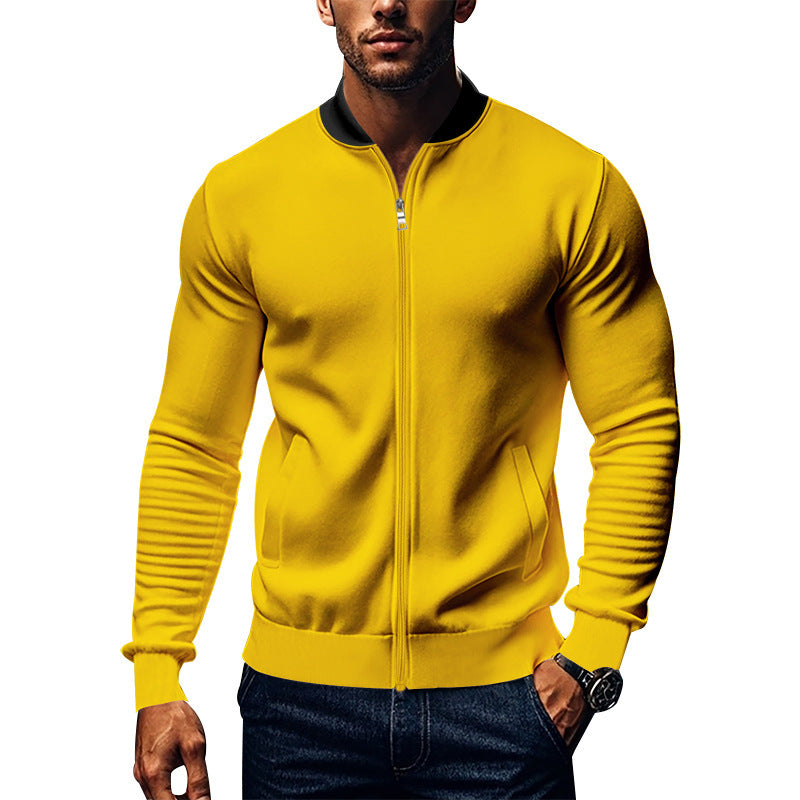 Long-sleeve Zipper Baseball Uniform Coat Jacket Yellow GlamzKart
