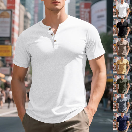 Muscle Bamboo Retro Henley Shirt Short Sleeve GlamzKart