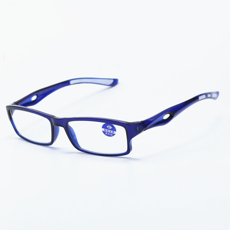 HD Anti-Blue Ray TR Reading Glasses For Middle-aged And Elderly People Intelligent Zoom LH03 Blue Frame GlamzKart