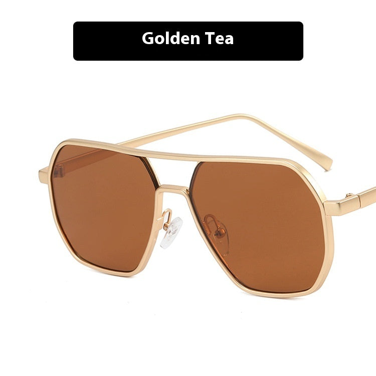 Men's Double Beam Sunglasses UV Protection As Shown In The Figure Golden Tea GlamzKart