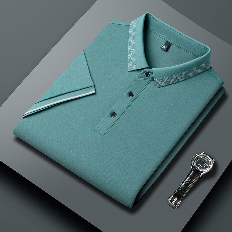 Men's Short-sleeved T-shirt Clothing For Middle-aged Dad Loose Casual Green GlamzKart