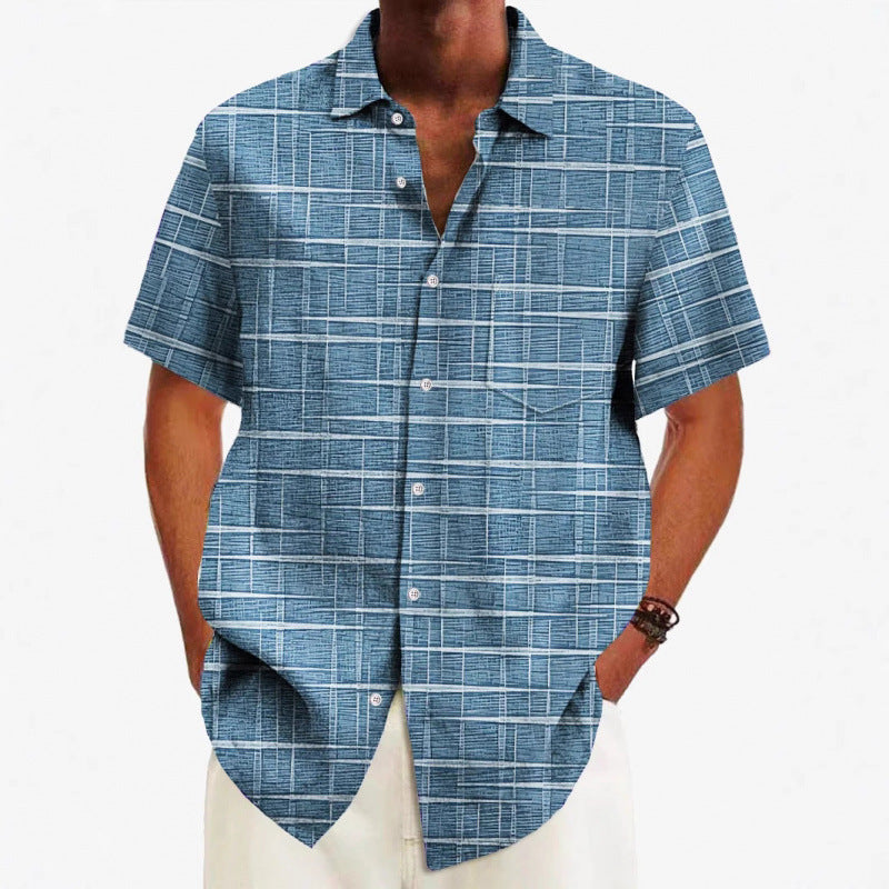 Personal Leisure Loose Men's Cardigan Button Short Sleeve Shirt XEHJYX231 GlamzKart