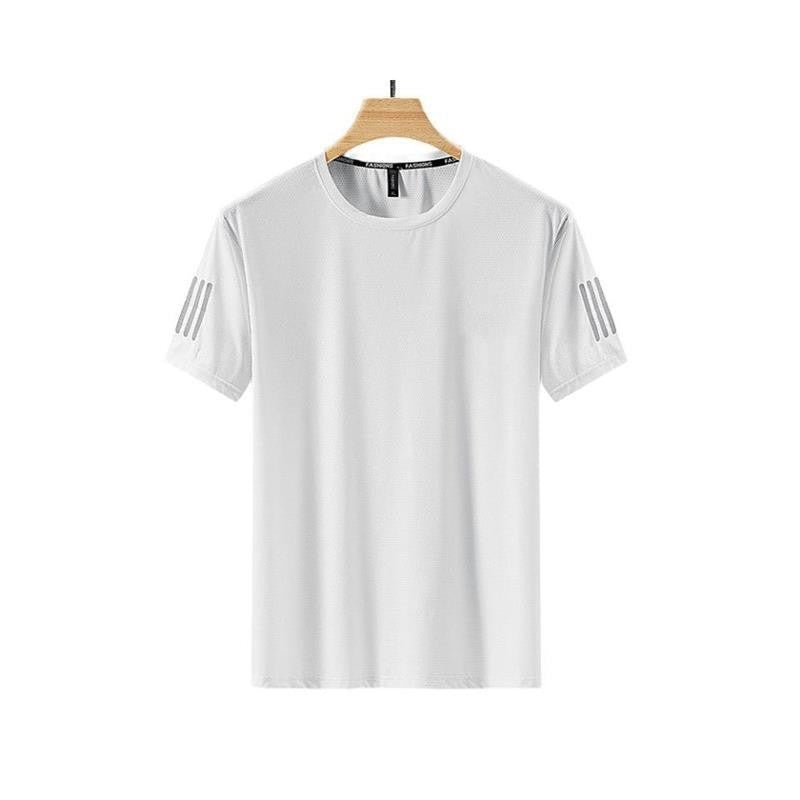 Summer Solid Color Round Neck Top Clothing Speed Sporty Simplicity Ice T-shirt Men GlamzKart
