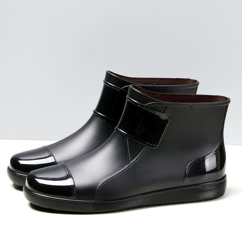 Men's Short Waterproof Plus Size Rain Boots 907 Black No Velvet GlamzKart