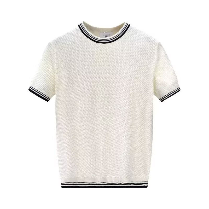 Men's Slim Fit Stretch Crew Neck T-shirt White GlamzKart