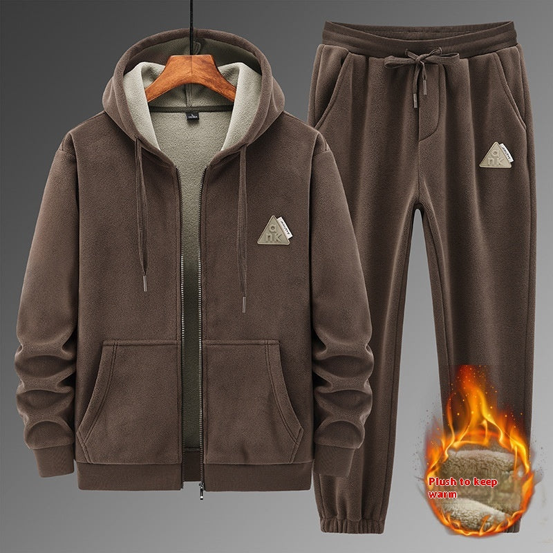 Cashmere Hooded Sweater Cotton Pants Casual Warm Keeping Sports Suit GlamzKart