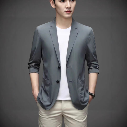 Ice Silk Men's Lightweight Casual Stretch Suit GlamzKart