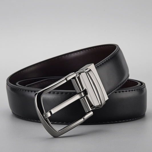Gentleman Business Style Men's Leather Business Rotation Pin Buckle Belt GlamzKart