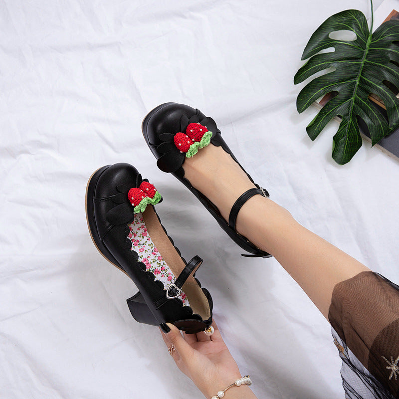 Retro Round Head Chunky Heel Mary Jane Shoes GlamzKart