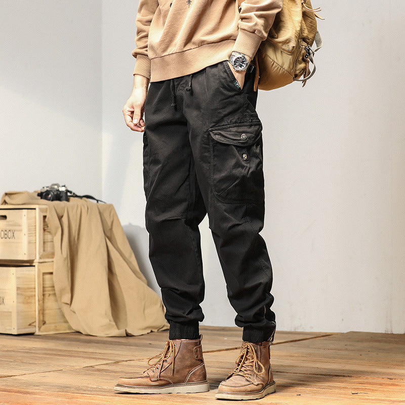 Overalls Men's Slim-fitting Ankle-tied Casual Pants Men's Pants Summer Trousers Black GlamzKart