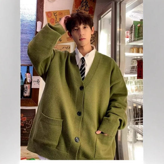 Cardigan Japanese Lazy Style Loose-fitting Versatile Sweater Coat GlamzKart