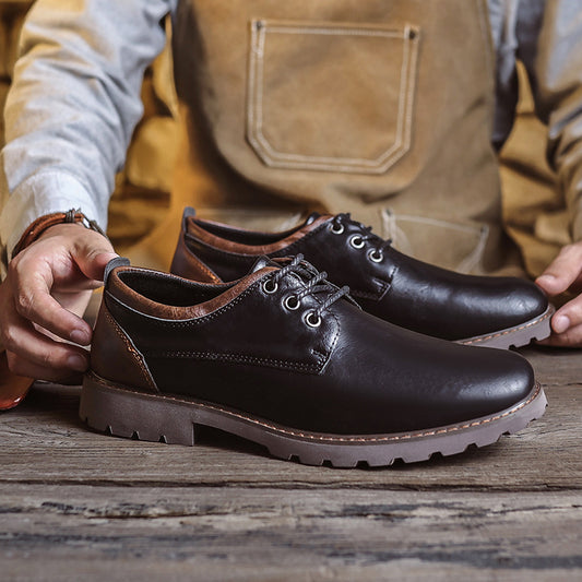 British Style Retro Casual Leather Shoes Men's Casual GlamzKart