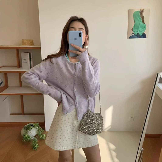 Hollow Sun Protection Sweater Women's Overall Spring Sling Outer Tops